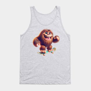 Son of Sasquatch Skateboarding | Little Bigfoot Skating and Smiling on a Skateboard Tank Top